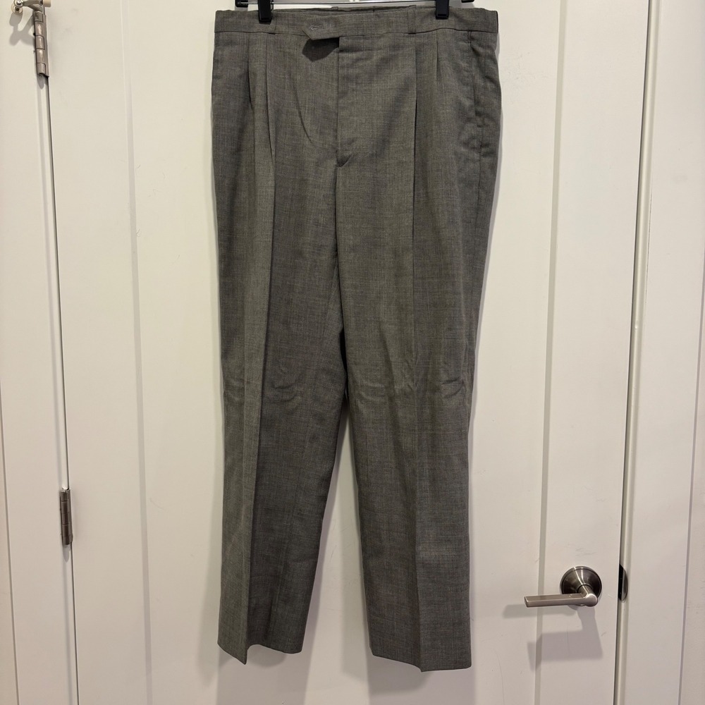 Givenchy Monsieur Mens Grey Pleated Wool Blend Dress Pants Trousers 34x28